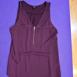 Dark Purple front zipper tank top